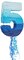 Ombre Blue Number 5 Pull String Pinata, Party Game for Kids, 16.5 x 11.3 In Fillable Hanging Decoration for 5th Birthday Decorations for Boys Girls, Holds Candy, Toys, Confetti